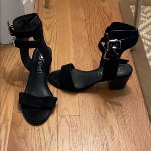 Black Suede Sol Sana Ankle Sandals